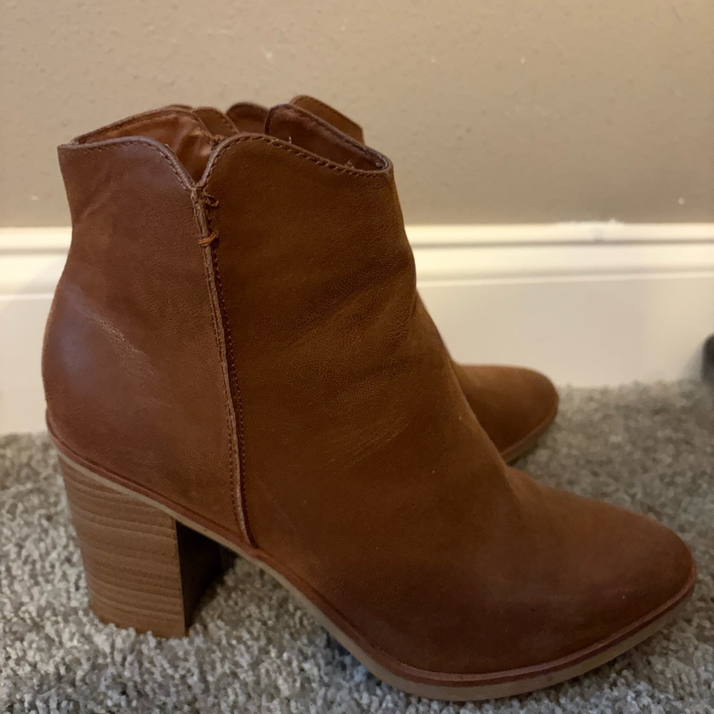 MIA Tan Leather Ankle Booties